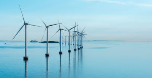 Offshore Windmill Park Alternative Energy. Windmills In The Sea